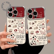 PLATING CROME CASE PUPPY FOR iphone X XR 11 12 13 14 15 16 17 PRO PROMAX PUPPY MOTIF SG72 PROTECTIVE