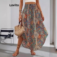 Lovito Boho Skirt Tribal Print Pattern Asymmetrical Summer/Spring Skirt for Women LNL75234 Lovito Sk