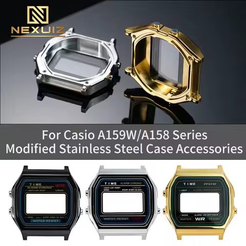 A158 A159 F91 Stainless Steel Case For Casio Small Square A158 A159 F91 Modified Stainless Steel Cas