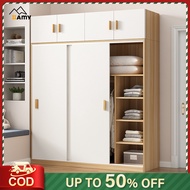 Amy Sliding Doors Wardrobe Cabinet Wooden Home Almari Baju kayu Almari Pakaian Durable Bedroom Clothes Cabinet 推拉衣柜