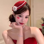 Atmosphere Red Flash Diamond Small Top Hat Hair Clip 2025 End Christmas New Year Dress Up Photo Prop
