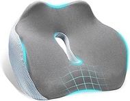 Large Memory Seat Cushion for Desk Chair, Non-Slip 3D Office Chair Cushions for Pressure Relief Sciatica &amp; Tailbone Back Pain Relief,Ergonomic Pillow Memory Foam Coccyx Pad for Office Home Car (Grey)