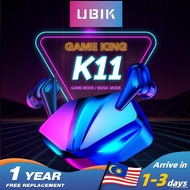 ▤☎☄【Ship in Selangor】UBIK K11 Bluetooth Earphones Dual Mode Gaming In-ear ultra-long standby Wireles