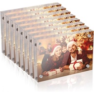 4x6 Acrylic Picture Frames 8 Pack, Clear Frameless Magnetic Double Sided Photo Frame, Self Standing 