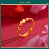 ASIX GOLD แหวนดอกไม้นําโชคสีทอง 24K แหวนผู้หญิง สีไม่เปลี่ยนเป็นสีดํา ไม่ลอกออก