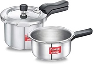Prestige 3L+2L Aluminium Svachh Pressure Cooker Combo (Outer Lid)|Deep lid for spillage control|Gas &amp; induction compatible|Controlled Gasket-Release System|Silver|5 years warranty