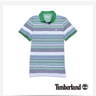 Timberland 男款綠色條紋拼接短袖Polo衫