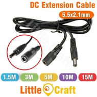 DC Extension Cable 1.5M 3M 5M 10M 2.1mm x 5.5mm 12V Male Female Power Cord Cable Home CCTV