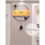 Wall Clock With Bird Swing Flap Modern Loft Style Size 61 x 40 cm Decoration