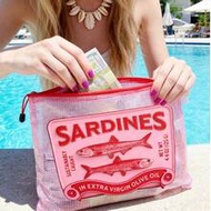 Vintage Sardine Waterproof Fashion Beach Bag, Cartoon Rainbow Trout Pattern, Large Capacity Transpar