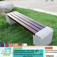 HY@ Solid Wood Park Chair Marble Seat Outdoor Garden Stone Stool Anti-Corrosion Solid Wood Stone Lon