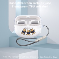 For Bose Ultra Open Earbuds Clear Soft Case Cartoon Bear Cute Lanyard Pendant Bose QuietComfort Earbuds II / Bose QuietComfort Ultra Protective Cover Transparent Case