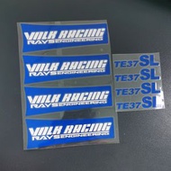 RAYs TE37SL輪轂貼紙 適用17-19吋 汽車改裝貼 熱門改裝配件- 白底黑字 均碼