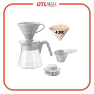 HARIO | V60 02膠濾杯 手沖咖啡壺組套 淺灰色 (附40張濾紙, 1-4杯用) VCSD-02-PGR【平行進口產品】
