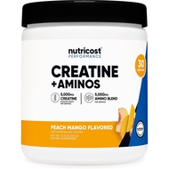 Nutricost Creatine + Aminos 30 Servings (Peach Mango Flavored) - 5,000mg Creatine Monohydrate + 5000