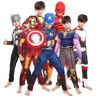 Captain America Costume for Kids Spiderman Hulk Ironman Transformers Optimus Prime Muscle Costume wi