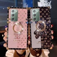 YJD Case For Samsung Note 20 Ultra Note 20+ Note 10 10+ 10Lite Diamonds Ring Little Bear Shockproof Phone Case