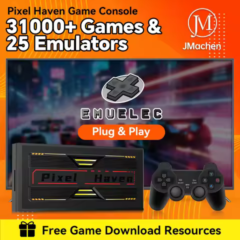 JMachen Pixel Haven Retro Video Game Console EmuELEC 4.7 OS Video Game Player with 31000+ Games for 