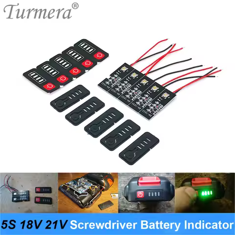 Turmera 5S 18V 21V Screwdriver Battery Capacity Indicator LED Displayer for Electric Drill 5S1P 5S2P