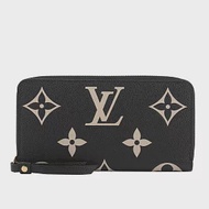 LV 新款Monogram 雙色牛皮壓紋長夾 M80481 (黑色/米白色)