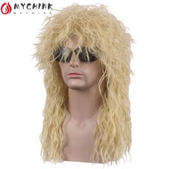 CHINK 70s 80s Rockstar Wig, Curvy Fluffy Halloween Party Cosplay Wig, Punk Long Mullet Wig