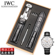 1/11✈Iwc Watch Strap Men Women iwc Original Botao Fino Pilot Portugal 7 Leather Butterfly Buckle Bra