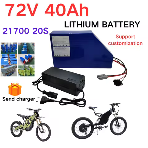 72V 40Ah Lithium Battery Pack for Electric Motorcycle 5000W Ki with 72V BMS And 5A Charger - High Po