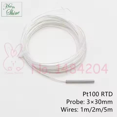 1 Piece PT100 Temperature Sensor -50~200°C Stainless Steel Probe 3mm*30mm Platinum Resistance 1m 2m 