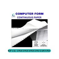 Computer Form Continuous Paper 9.5” x 11” | 1 Ply / 2 Ply / 3 Ply/ 4 PLY/ 2 PLY 2 UP