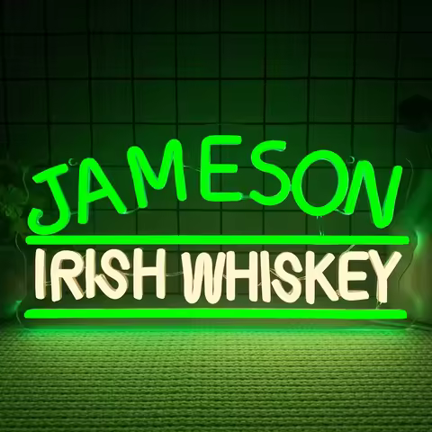 Jameson Ireland Whiskey Neon Sign USB Powered LED Neon Light Wall Decor for Bar Man Cave Club Birthd