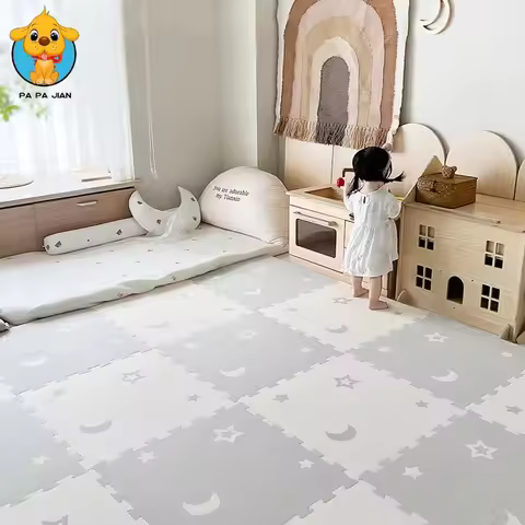 XPE Kids Play Mat, 6/9 Panel Interlocking Foam Tiles, Puzzle Style Crawling Pad for Customizable Nur