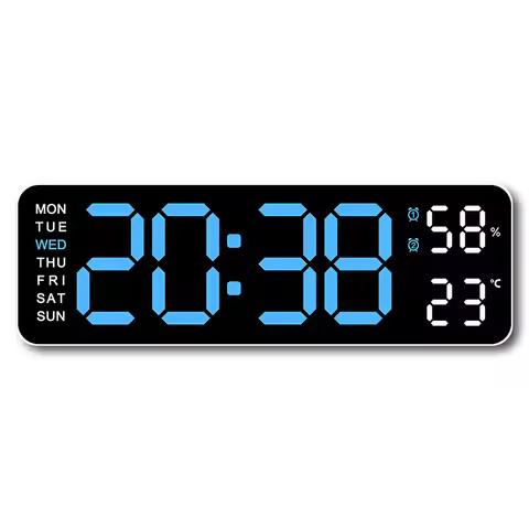 Digital Wall Clock 11" with Night Light, Alarm, LED, Date, Week, Temp