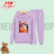 Cute Doll Hoodie Sweater Set/Kids Sweater Set/Size S (4-6Yrs) M (7-9Yrs) XL(10-14Yrs)