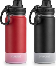 koodee 2 Pack Water Bottle 18 oz Stainless Steel Vacuum Insulated Sports Water Bottle for Girls and 