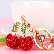 水钻小樱桃汽车钥匙扣女ins少女 精致可爱创意包挂件钥匙链圈礼品Rhinestone small cherry car keychain female ins less18e4.my