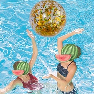 wholesale 40cm Inflatable Glitter Beach Ball Summer Water Ball Sequin Beach Toys for Beach Swimming