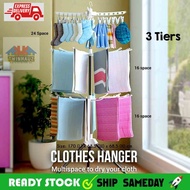 3 Tiers Foldable Clothes Drying Rack And Hanger Laundry Hanging & Drying Rack. Ampaian baju 3 tingka