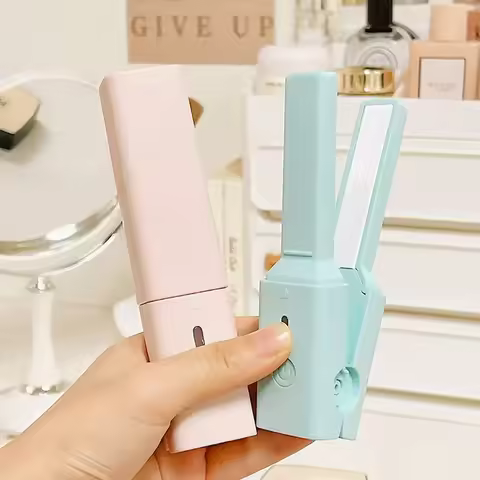 Mini Hair Straightener Clipboard Small Power Plug Curling Hair Straight Hair Girls Air Bangs Portabl