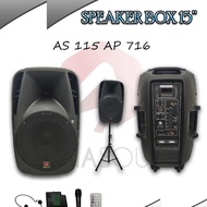 speaker aktif alpha sound as115 ap716 bonus stand 15 inchi wireless bluetooth