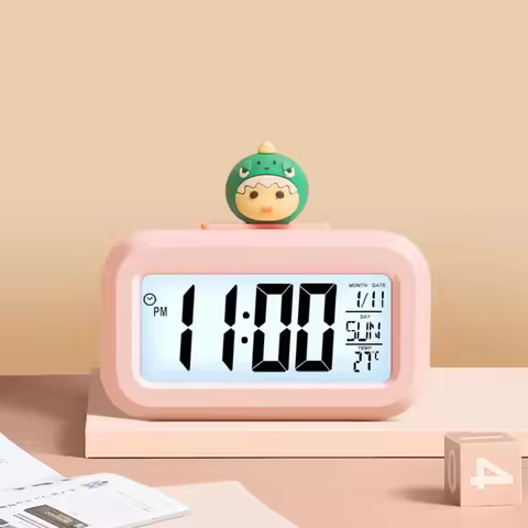 Digital Clock Temperature Display Large Screen Electronic Date And Day Alarm 8 Different Rings Piggy