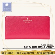 [SG SELLER] Kate Spade KS Womens Bailey Large Slim Bifold Festive Pink Leather Wallet