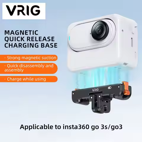 VRIG Go 3 Magnetic Quick Release Adapter for Insta360 Go 3/GO 3S Camera Bracket Rechargeable Base Mo