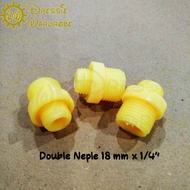 Konektor Nepel Double Neple Pompa DC Plastik Drat Jantan 18 mm x 1/4"