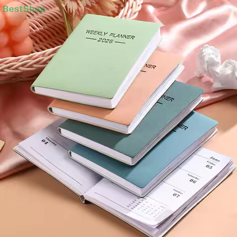 A7 Specification 2026 English Planner Book, Mini Portable Pocket Daily Schedule Book Thin Weekly Cal