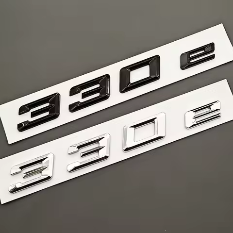 NEW 3D ABS Chrome Black Car Letters Logo 330e Rear Trunk Badge Emblem for 330e G20 G21 F30 F31 Exter