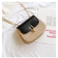 WOMEN'S CREAM CHAIN PARTY SLING BAG TA115C3 BOSNIA RATTAN WOVEN BLACK KOREA FASHION