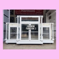 MEJA TV ALUMUNIUM RODA KACA UKURAN 160CM FREE ONGKIR SERANG KOTA