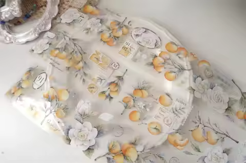 Vintage Gardenia Orange Plant Floral Washi PET Tape Planner DIY Card Making Scrapbooking Plan Decora