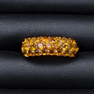 แหวนพลอยบุษราคัมน้ำทองบางกะจะ(Yellow Sapphire) เรือนเงินแท้ 92.5% ชุบทอง ไซด์นิ้ว55 หรือเบอร์ 7 US