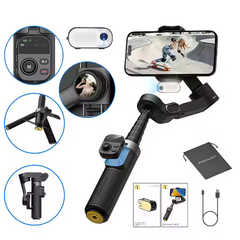 AOCHUAN X3 Ai 3Axis AI Tracking Anti-Shake Gimbal Stabilizer Built-in Telescopic Rod With Light and 